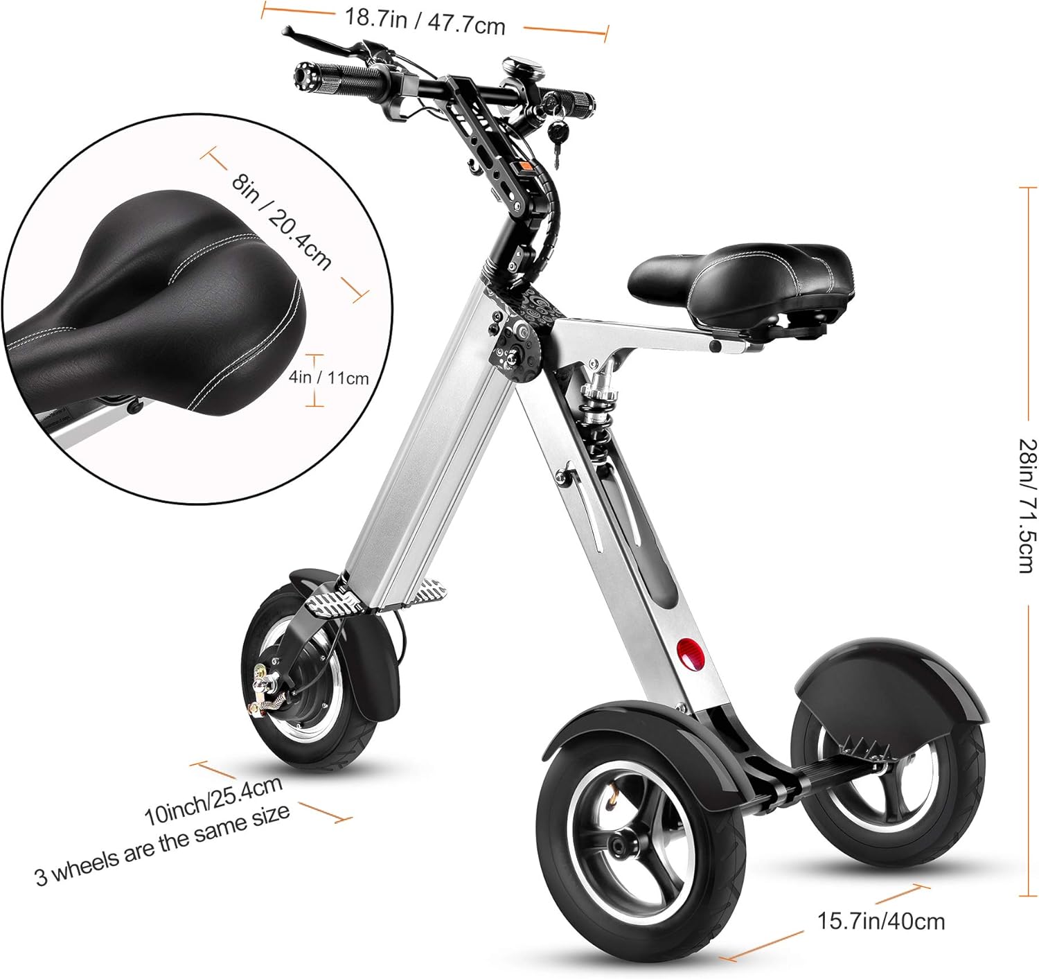 Electric Scooter Mini Tricycle with 10 Inche Pneumatic Tires and Reverse Function I6295