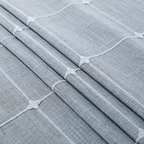 Grey Checkered Cotton Linen Tablecloth 70 inches C9732