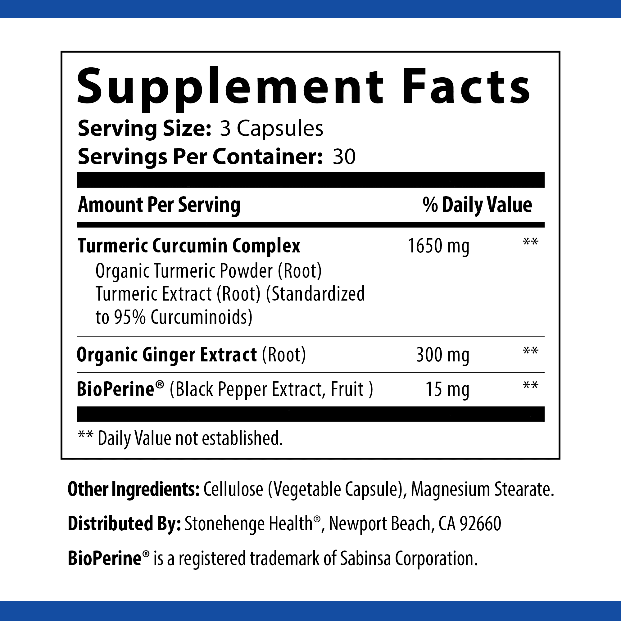 1,650 mg Turmeric Curcumin Ginger 90 Vegetarian Capsules K759