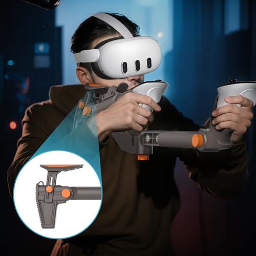 Adjustable Gunstock for Meta Quest 2 Quest 3 Quest 3S Quest Pro with Quick Magnetic Attachment Cheek Pad (Gunmetal Gray) L55522