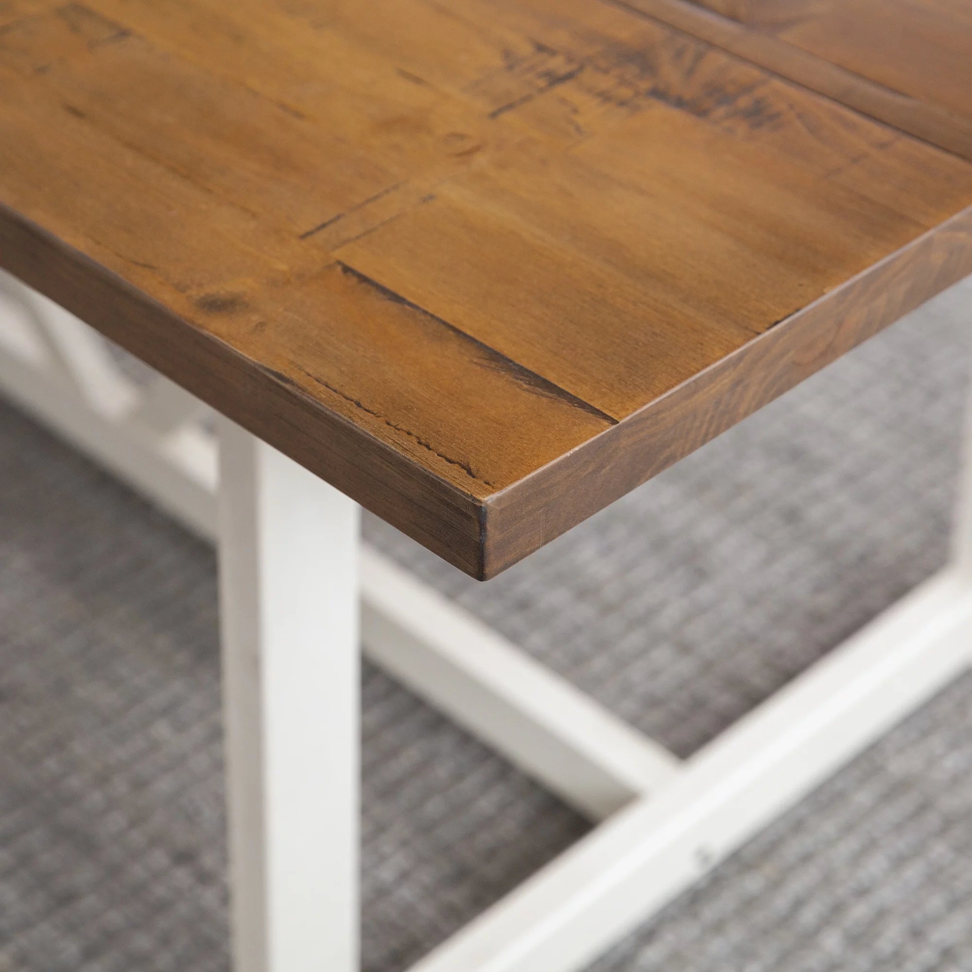 Rustic Oak/White Solid Wood Trestle Dining Table V266