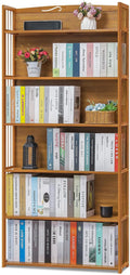 6-Tier Bamboo Tall Narrow Bookshelf A808
