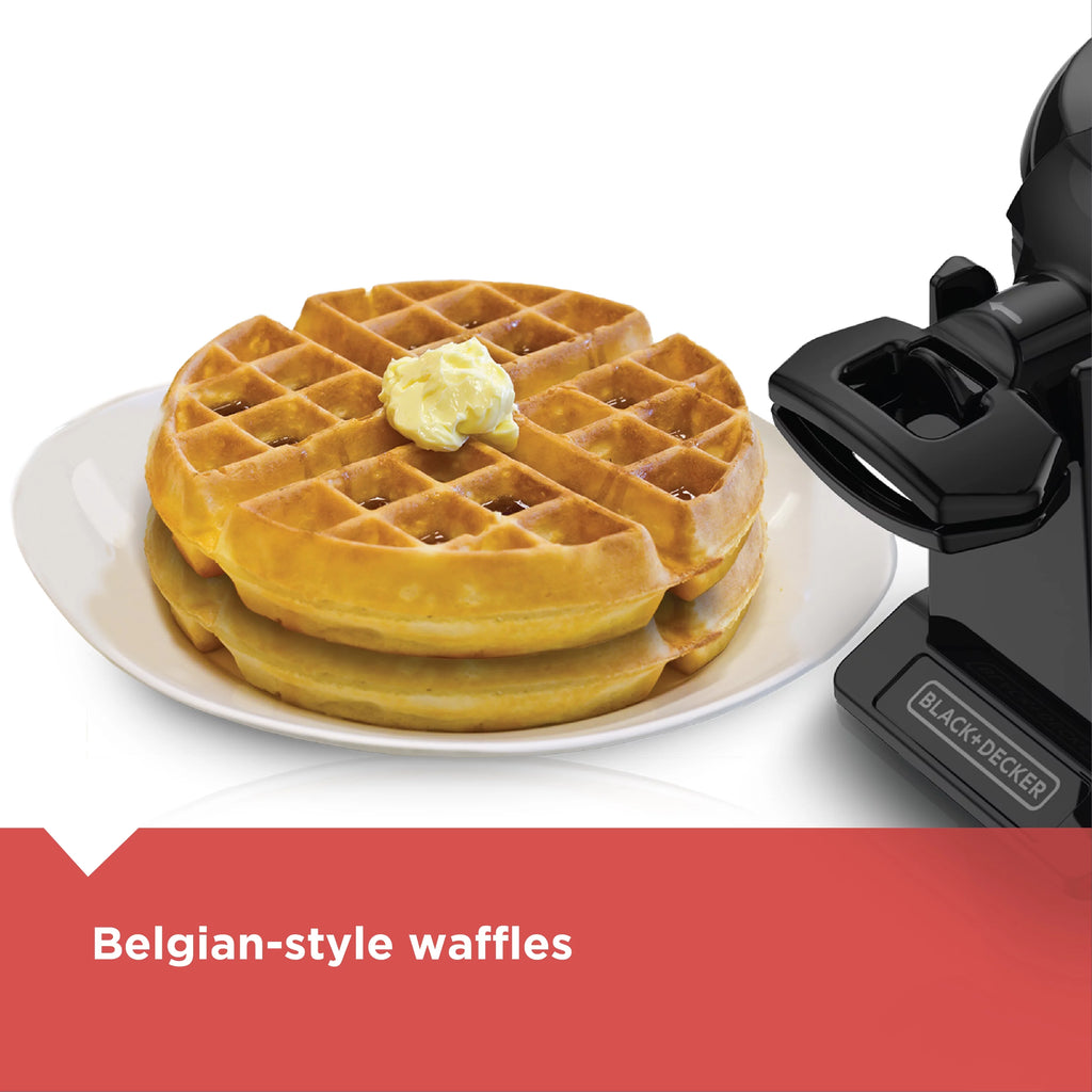 Black Rotating Waffle Maker with Dual Cooking Plates B764618
