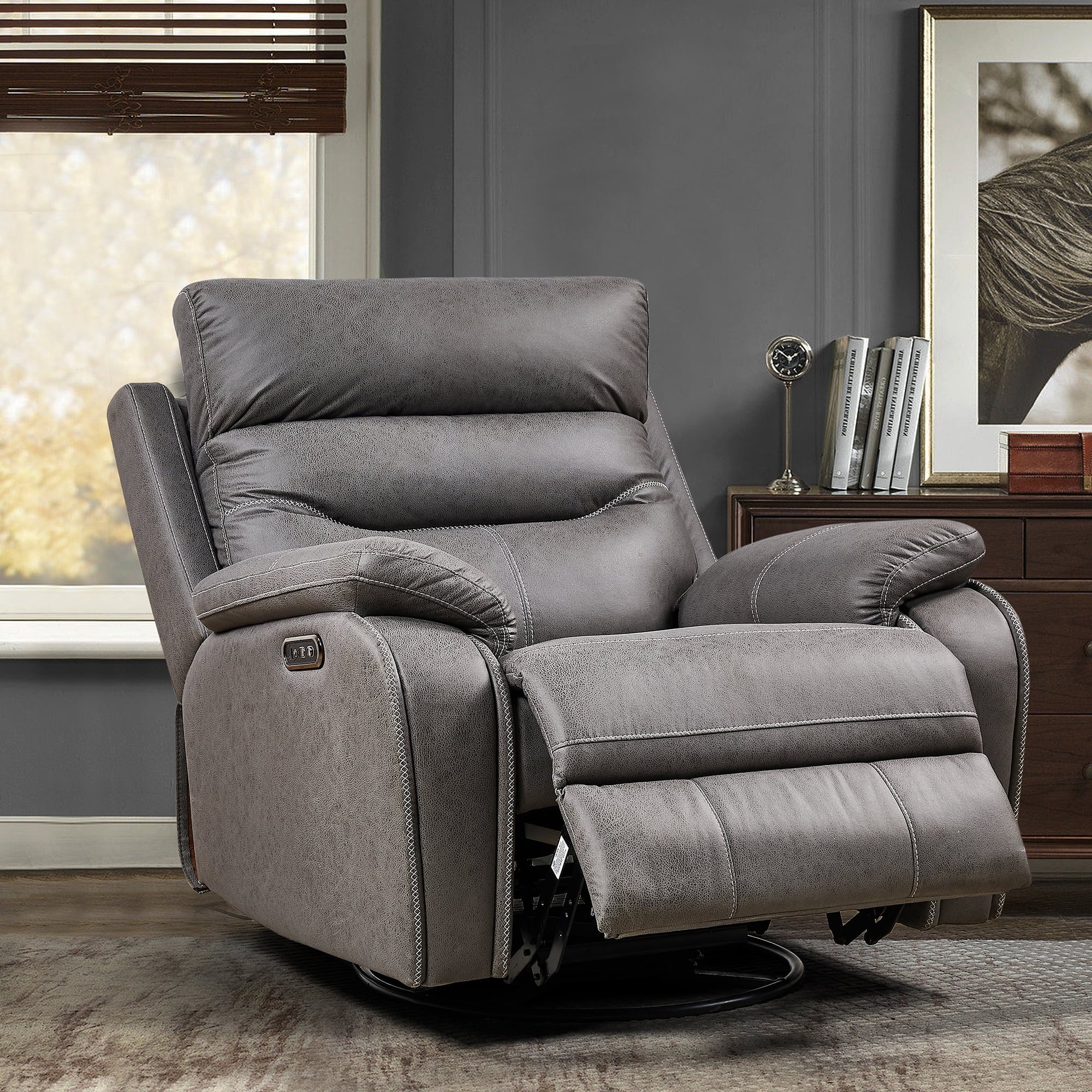 Gray Power Recliner Chair R8415