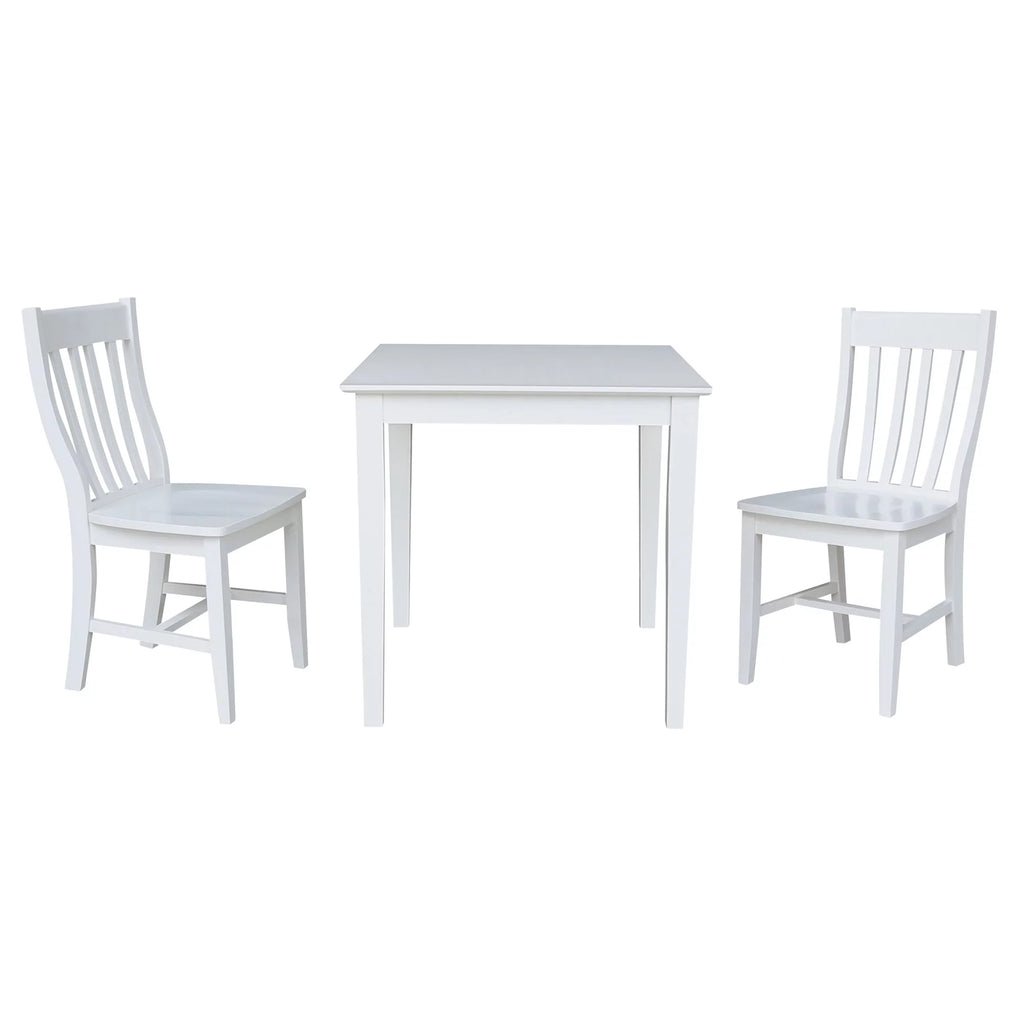 Solid Wood White 3 Piece Dining Table Set with 2 Chairs T644668