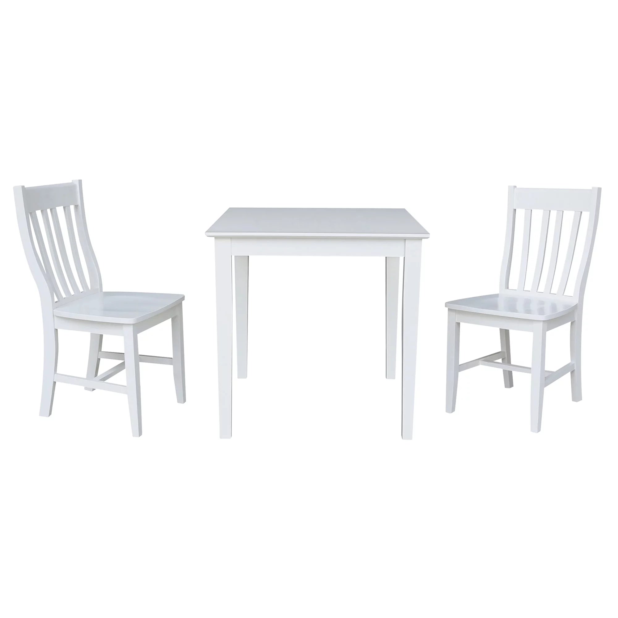 Solid Wood White 3 Piece Dining Table Set with 2 Chairs T644668