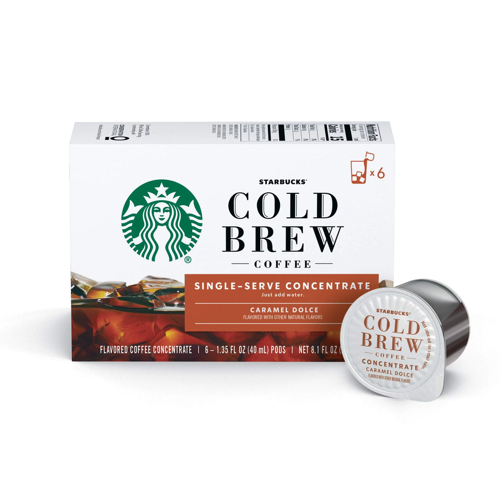 Cold Brew Coffee Caramel Dolce Flavored Coffee Concentrate Pods 6 Count X28020