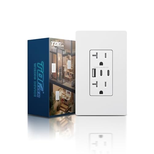 White 3-Port USB C Wall Outlet with Screwless Wall Plate S574