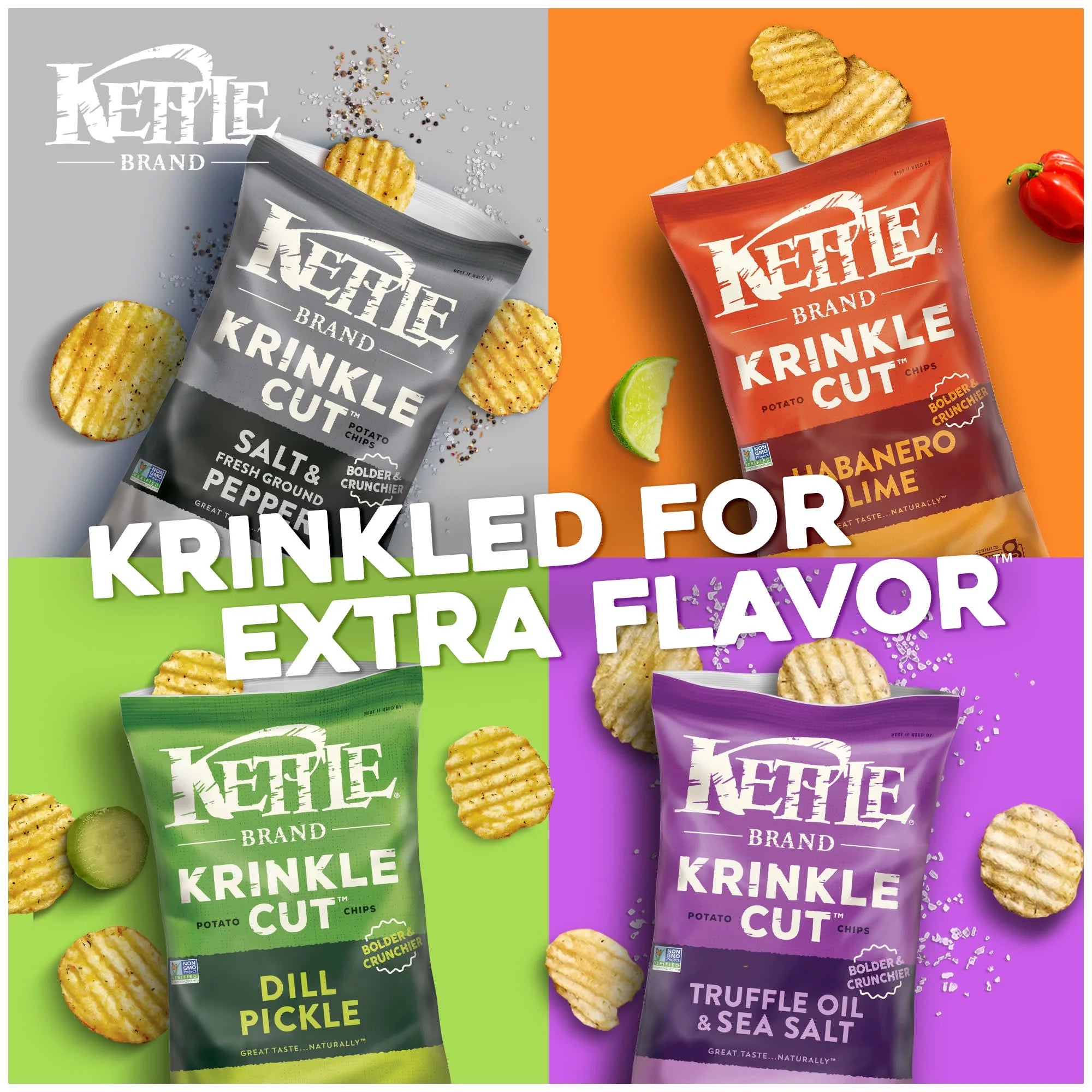 Krinkle Cut Truffle Oil and Sea Salt Kettle Chips, 8.5 oz V697214