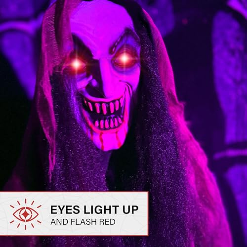 5.25-ft. Standing Gravekeeper Animatronic with Red LED Eyes and Sound Effects W73160