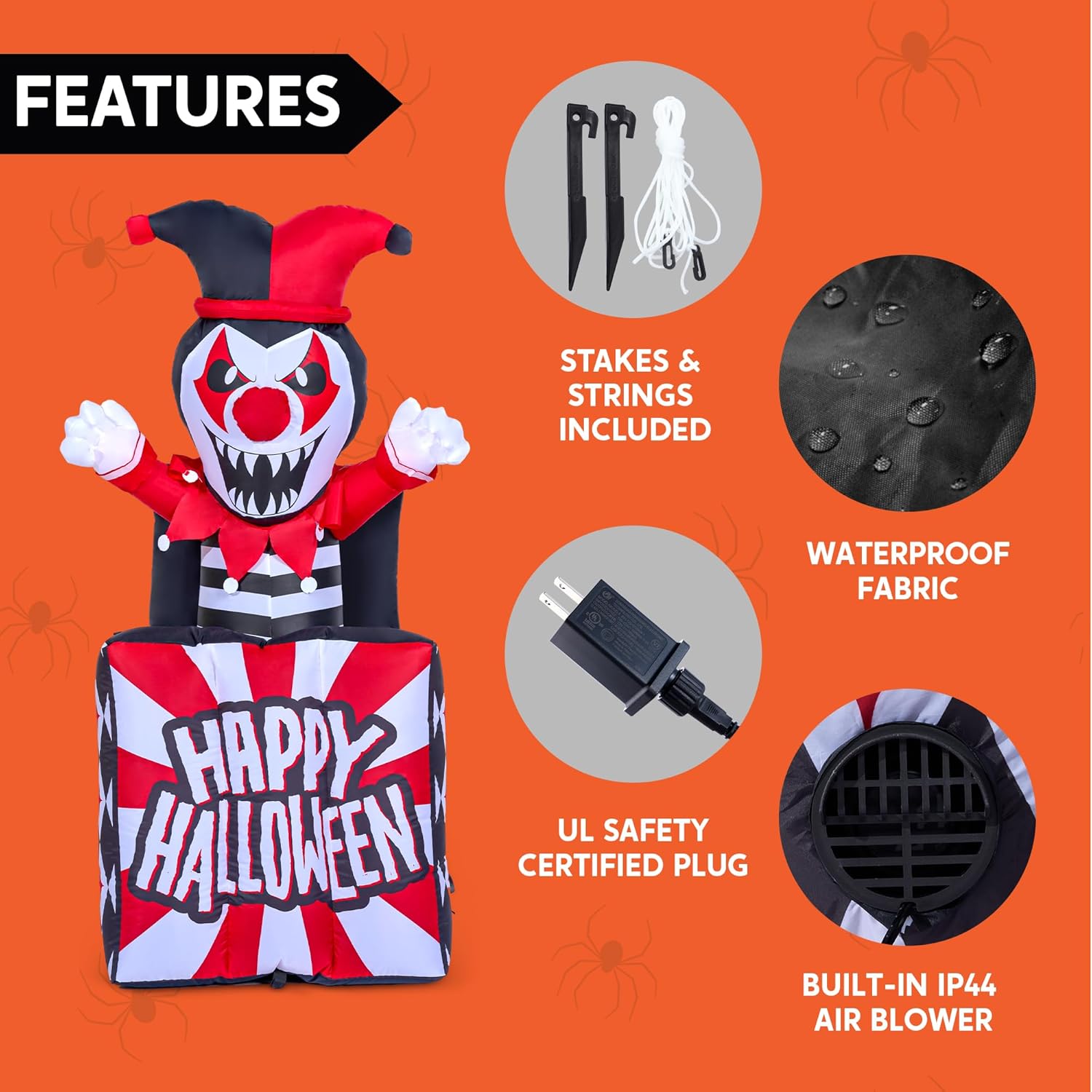5 Ft Halloween Inflatable Decor with Built-in LEDs Y95120