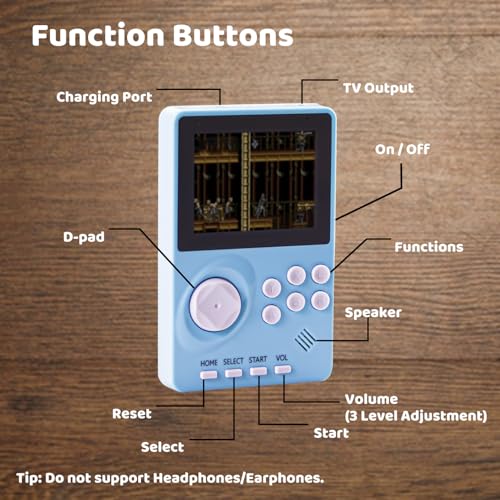 Kids Handheld Video Game Console with 100 16-bit Games, 2.8" Color Screen, Rechargeable Battery (Light Blue) J5932