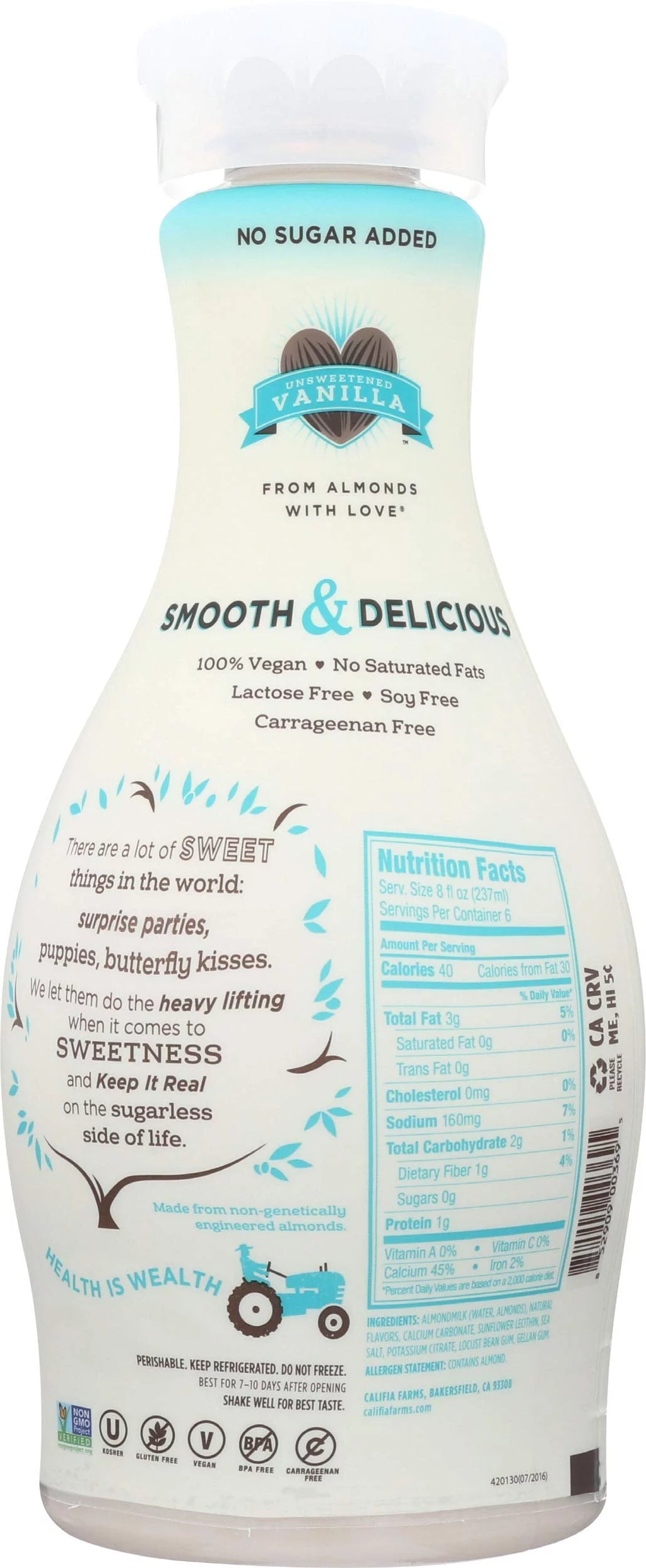Unsweetened Vanilla Almond Milk, 48 Fluid Ounce -- 6 per case Q2326