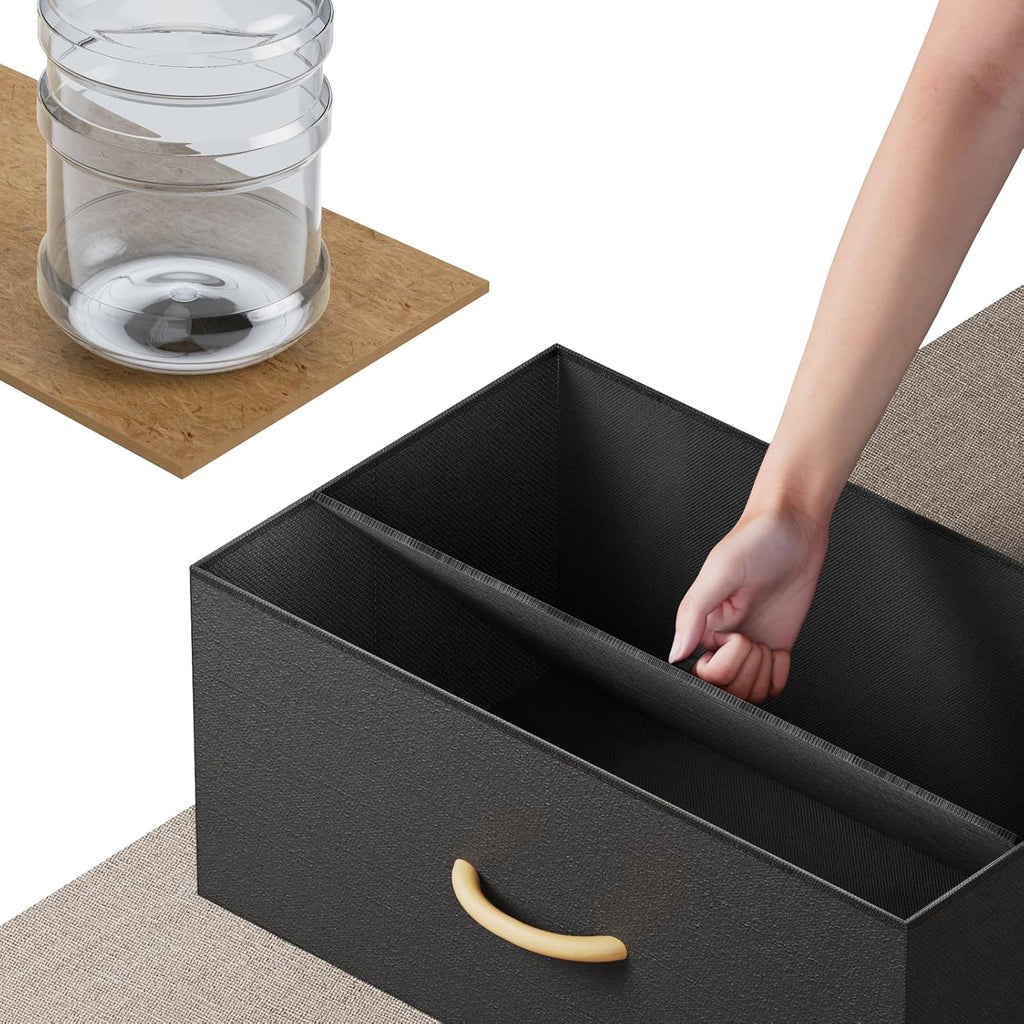 Black 9 Drawer Dresser with Steel Frame and Wood Top Q72060