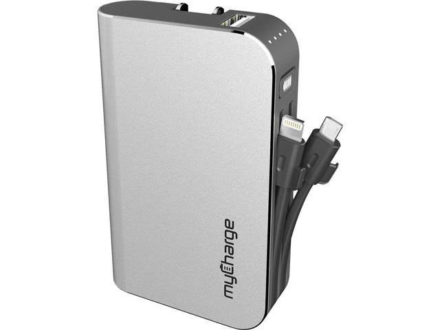 6700 mAh Portable Charger Power Bank with Foldable Plug and Built in Cables D56917