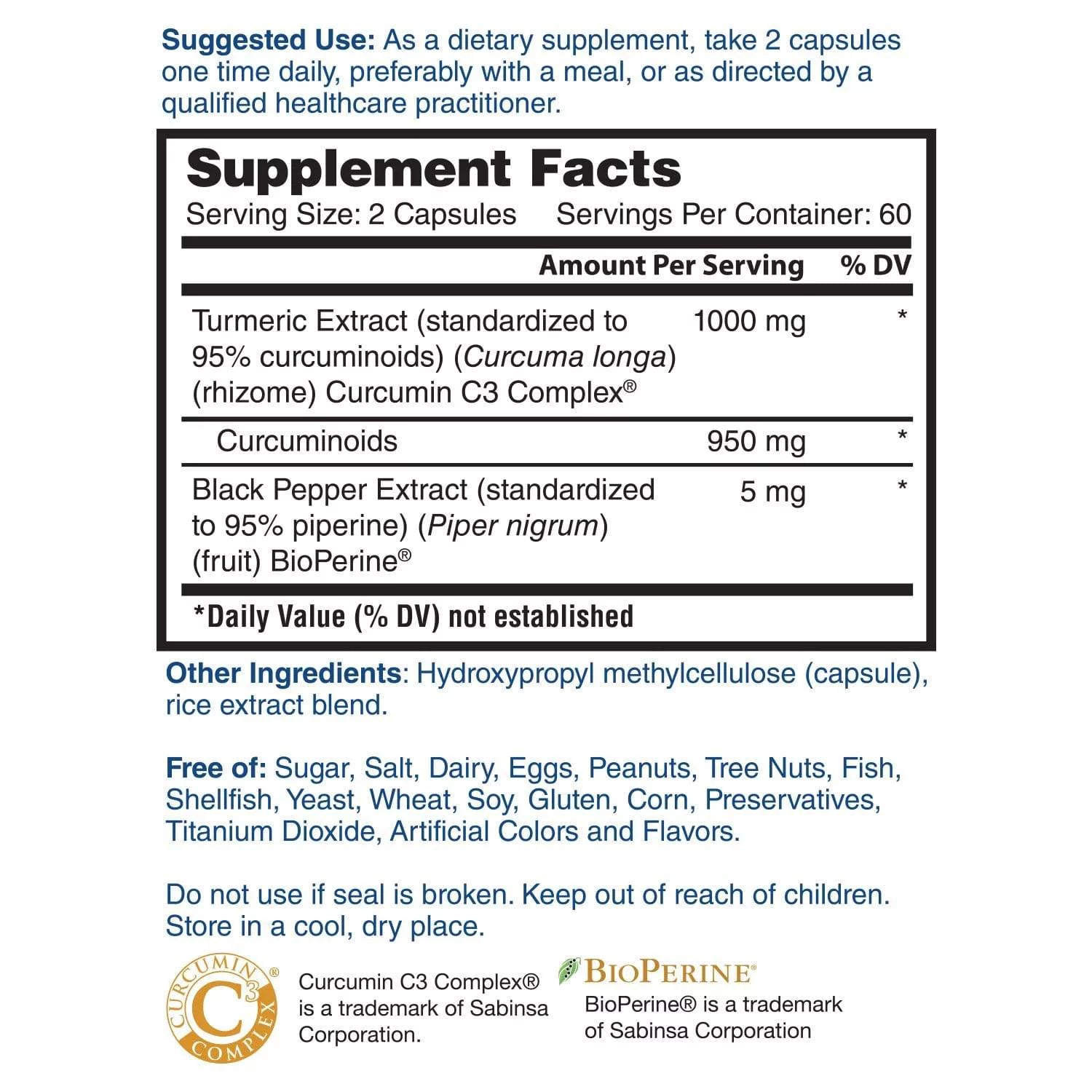 Turmeric Curcumin 1000mg 120 Capsules I81333