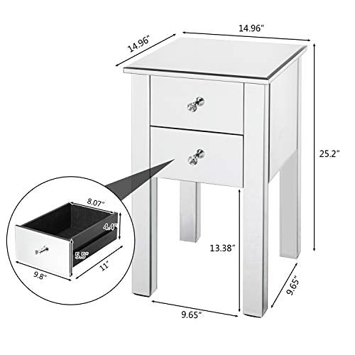 Mirrored Nightstand with 3 Drawers M952387