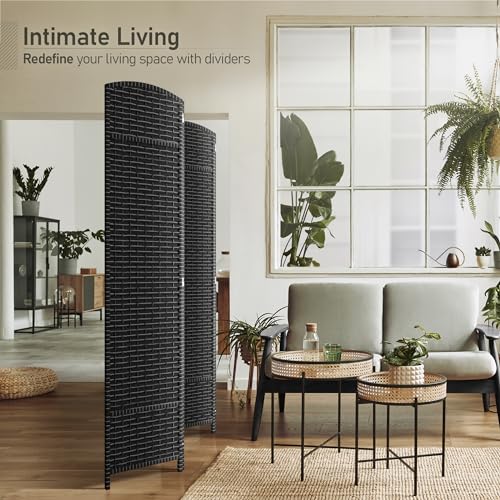 Black 8-Panel Folding Room Divider C2641