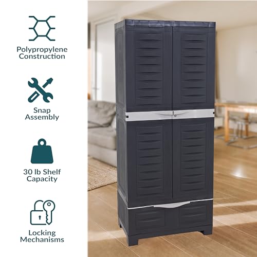 Lockable Storage Cabinet with 3 Adjustable Shelves - 57.5" H - Shadow C5323