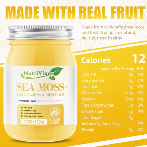 12 OZ Organic Sea Moss Gel Strawberry Banana Flavor I3685