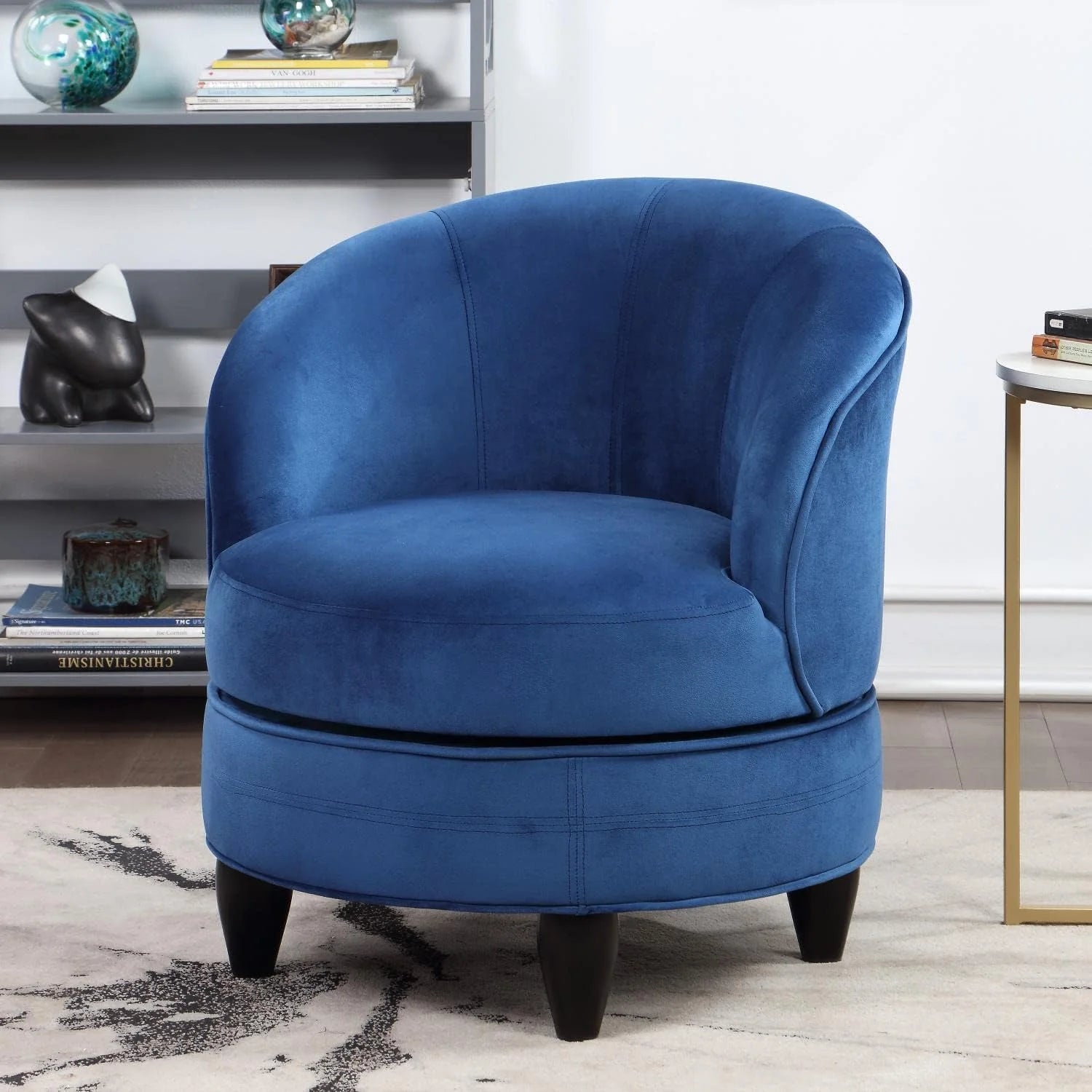 Blue Velvet Swivel Accent Chair H621