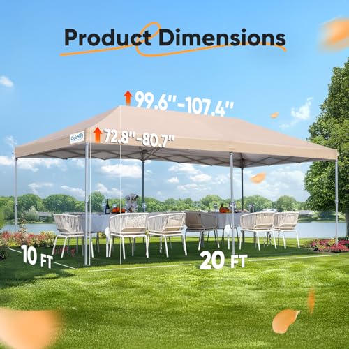 10x20ft Pop up Canopy Tent Waterproof with Roller Bag R9168