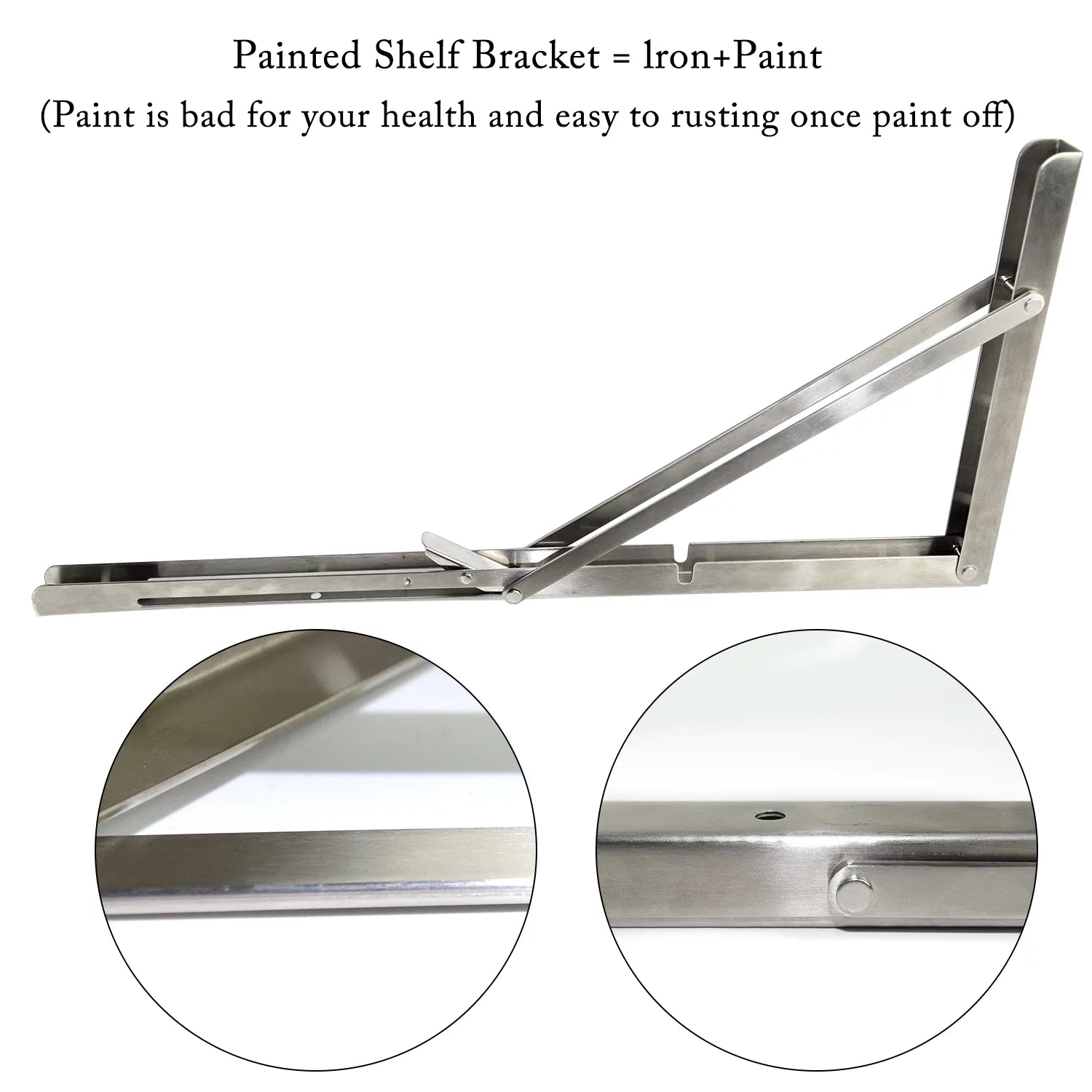 20" Heavy Duty Stainless Steel Folding Shelf Brackets, Pack of 2 R822