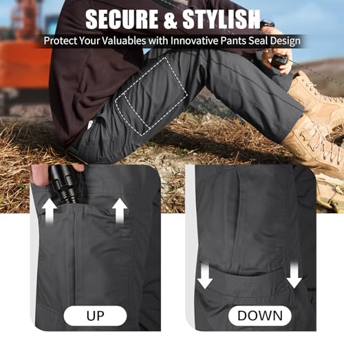 Men's Cargo Pants Water Resistant Ripstop Tactical Pants Lightweight Outdoor Hiking Pants B192896