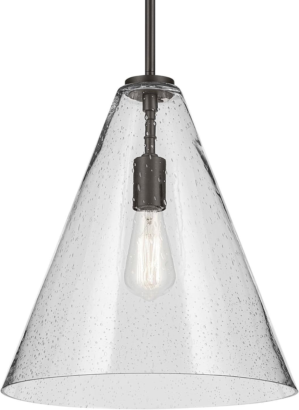 15.5" 1-Light Cone Pendant with Clear Seeded Glass in Olde Bronze S54280