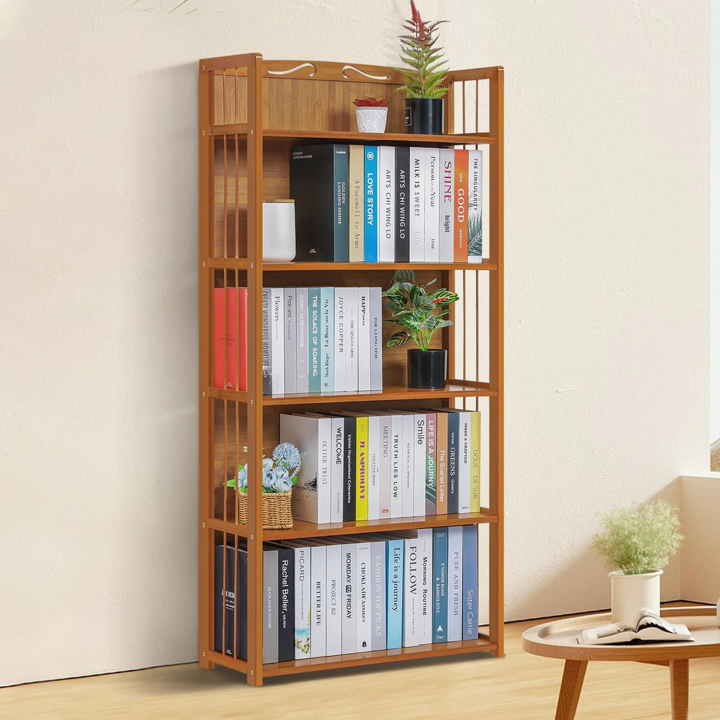 6-Tier Bamboo Tall Narrow Bookshelf A808