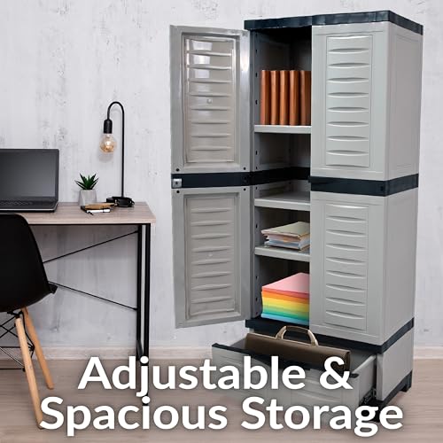 Lockable Storage Cabinet with 3 Adjustable Shelves - 57.5" H - Shadow C5323