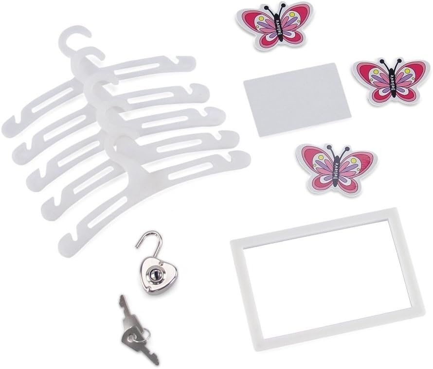 18 Inch Doll Clothes Storage with Lock, Key & 5 Hangers A7842