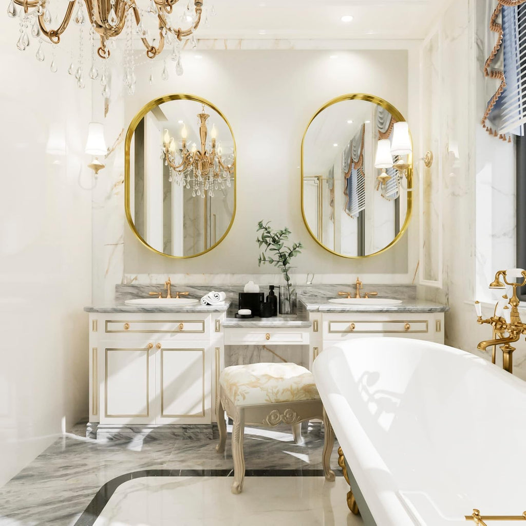 Gold Metal Frame Oval Wall Mirror M99472