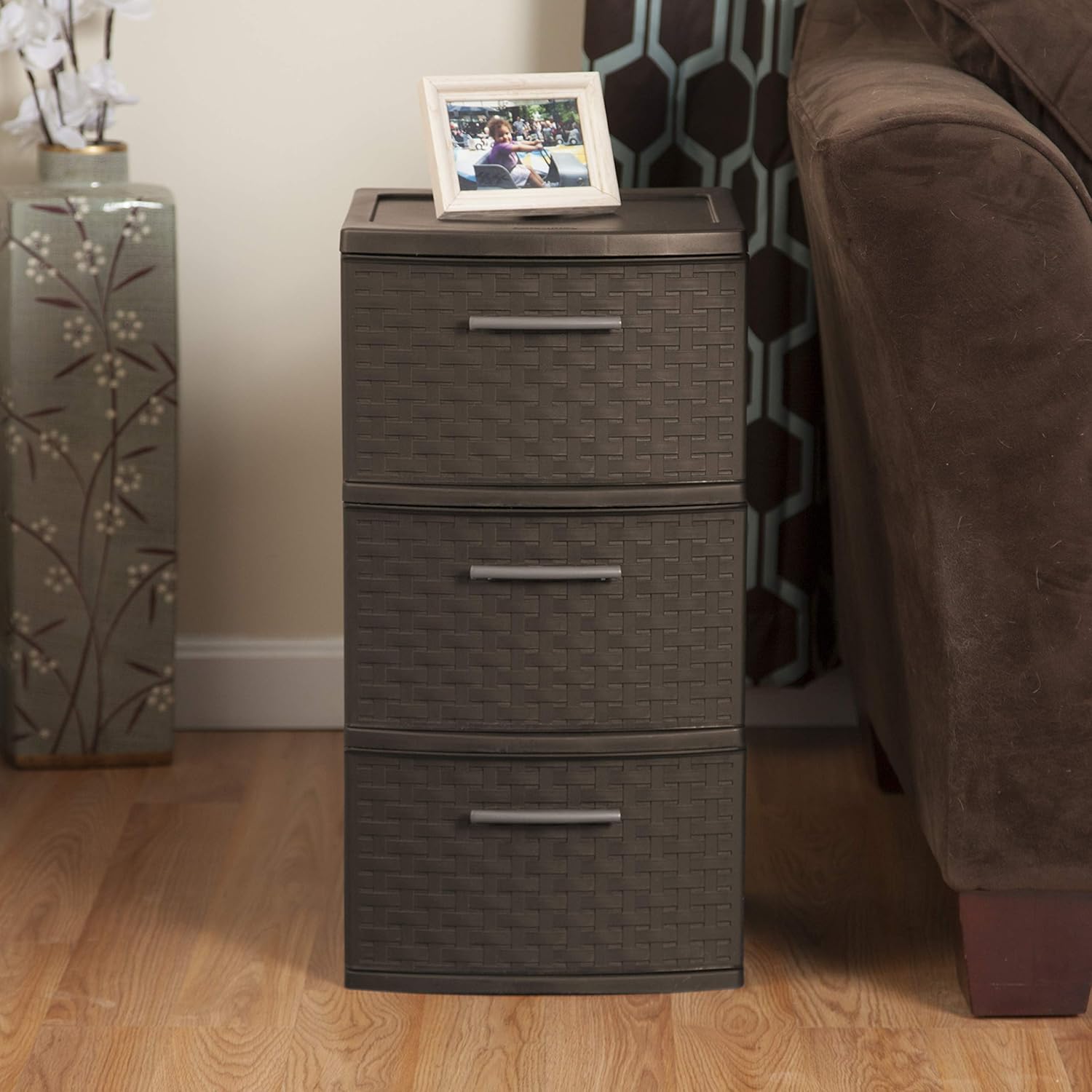 Espresso 3-Drawer Weave Tower U987