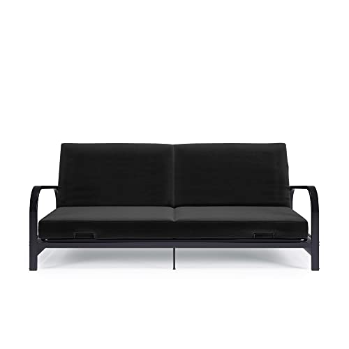 Black Metal Frame Futon Sofa with Coil Mattress L6351