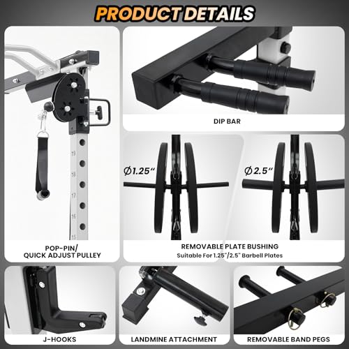 Power Cage with Cable Cross-Over System, Squat Rack with LAT Pull Down System D1827