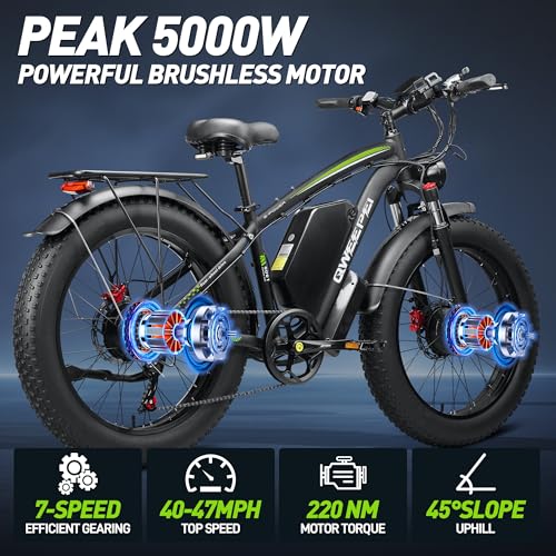 37MPH 3000W 23AH 7-Speed 26" Fat Tire Full Suspension Electric Bike W342