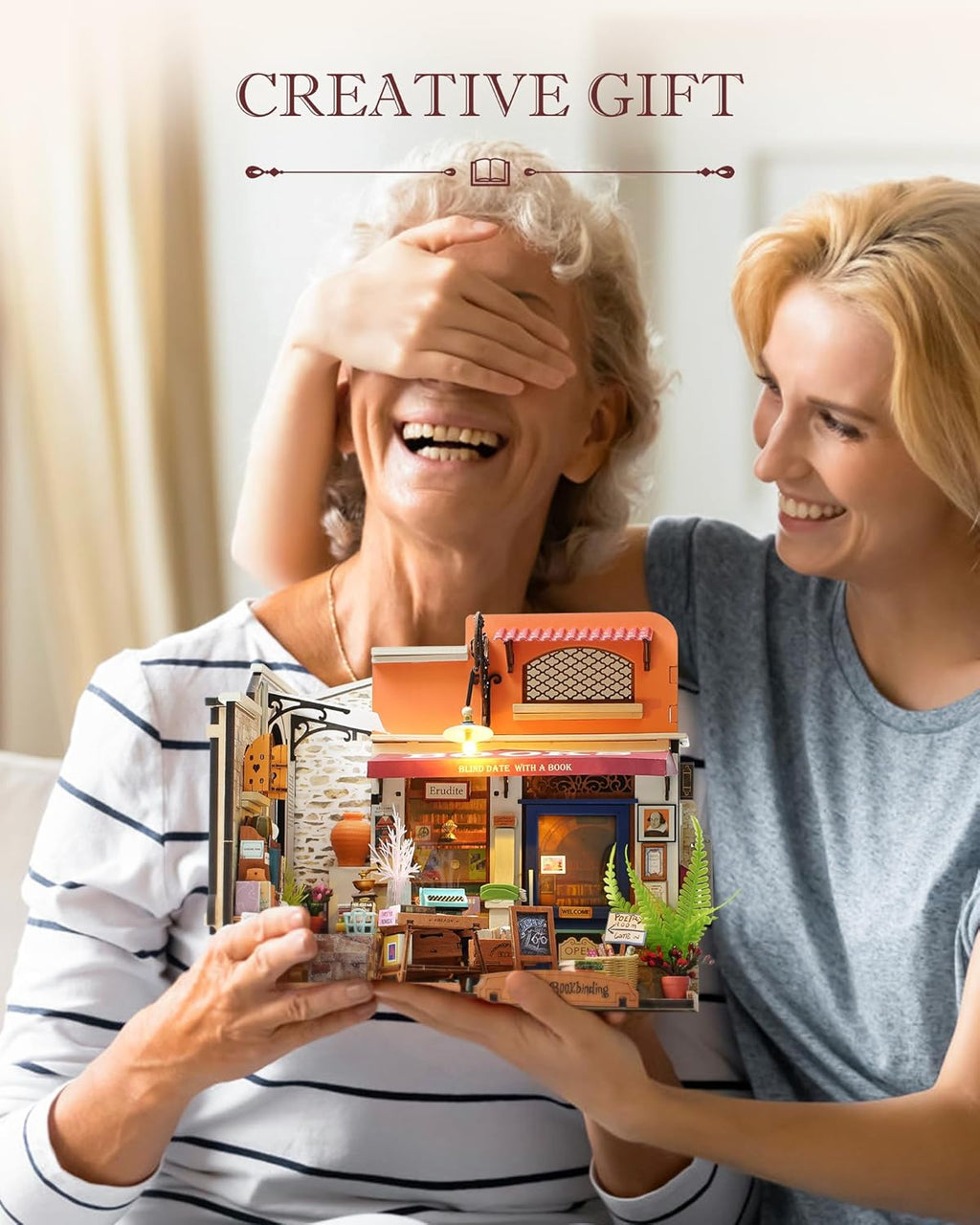DIY Miniature House Kit 1:20 Scale Bookstore with LED Lights I104
