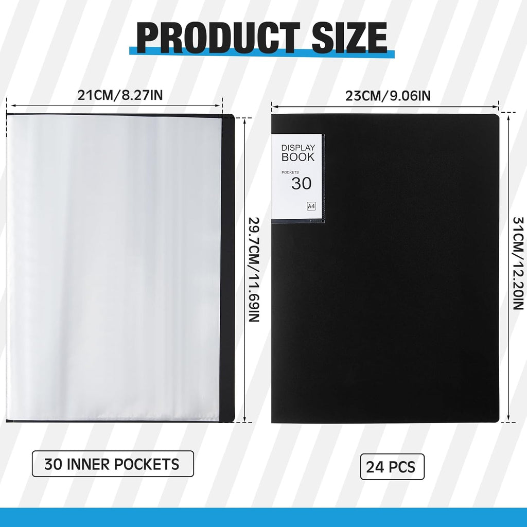 24 Pcs Black 30 Pocket Art Portfolio Binder P9842