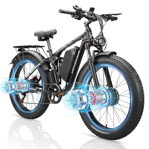 37MPH 3000W 23AH 7-Speed 26" Fat Tire Full Suspension Electric Bike W342