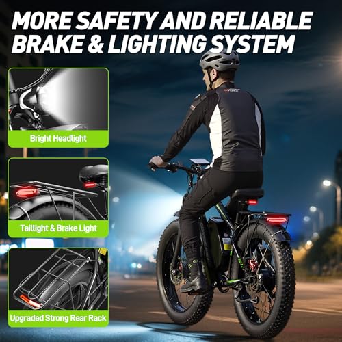 37MPH 3000W 23AH 7-Speed 26" Fat Tire Full Suspension Electric Bike W342