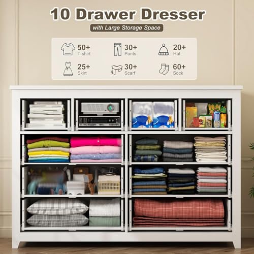 White 10 Drawer Wooden Dresser K62821