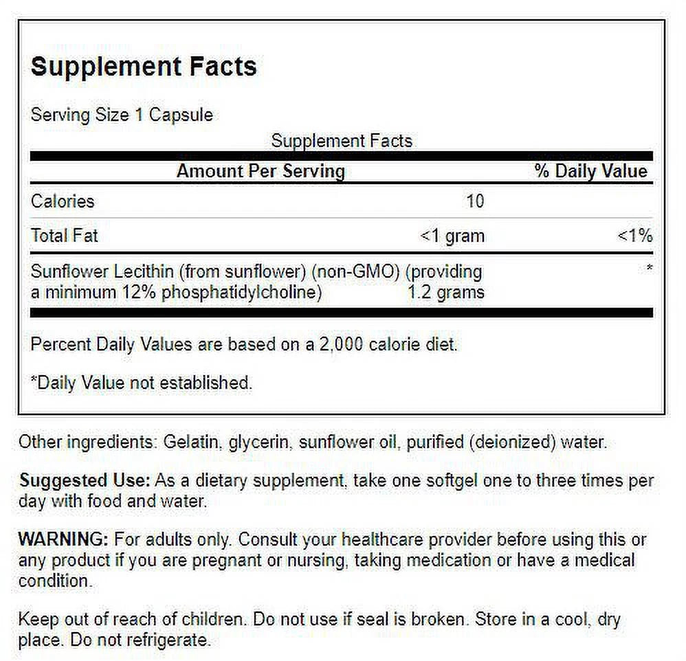 Swanson Sunflower Lecithin 1,200 mg 90 Sgels 2 Pack C222336