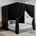 Black Queen Lightproof Bed Canopy Curtains O77539
