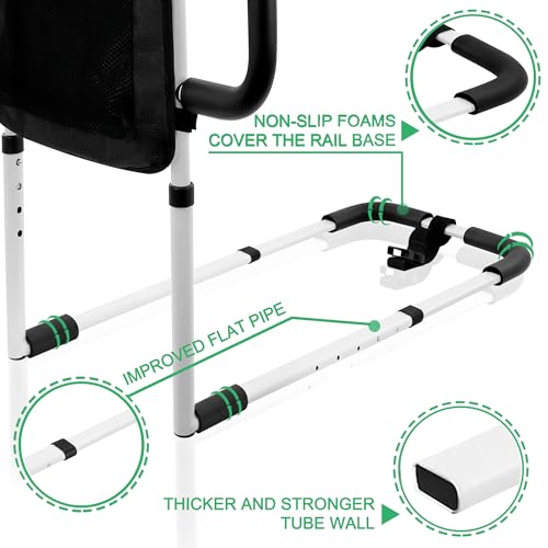 Adjustable Bed Safety Rail with Motion Light & Storage Pocket W523879