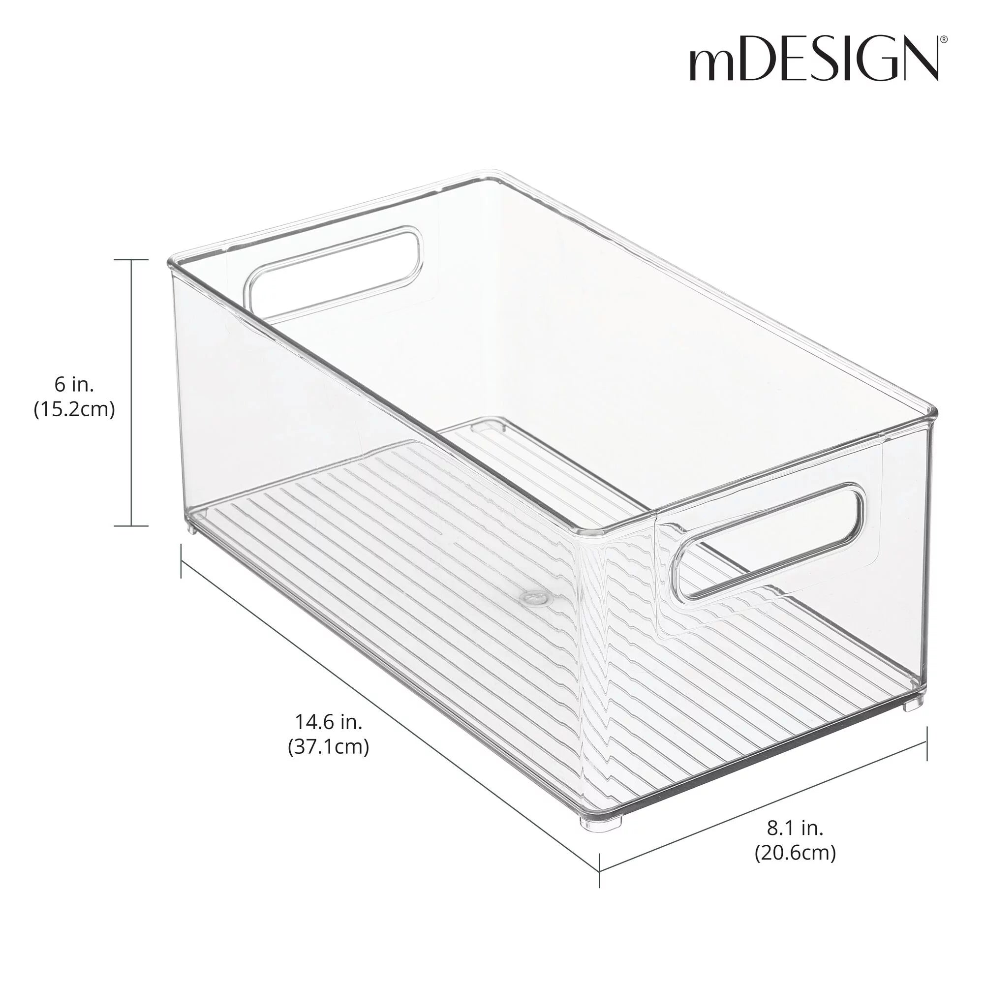 Large Deep Plastic Storage Organizer Bin with Handles, Clear M10652