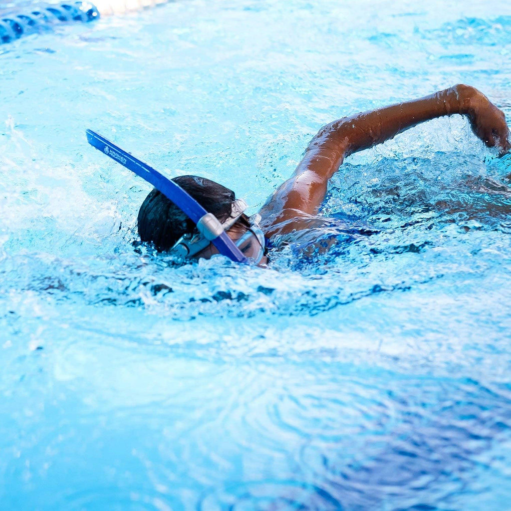 Blue Center Mount Snorkel with Silicone Mouthpiece and One-Way Purge Valve I3419