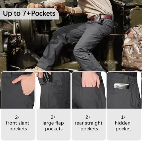 Men's Cargo Pants Water Resistant Ripstop Tactical Pants Lightweight Outdoor Hiking Pants B192896