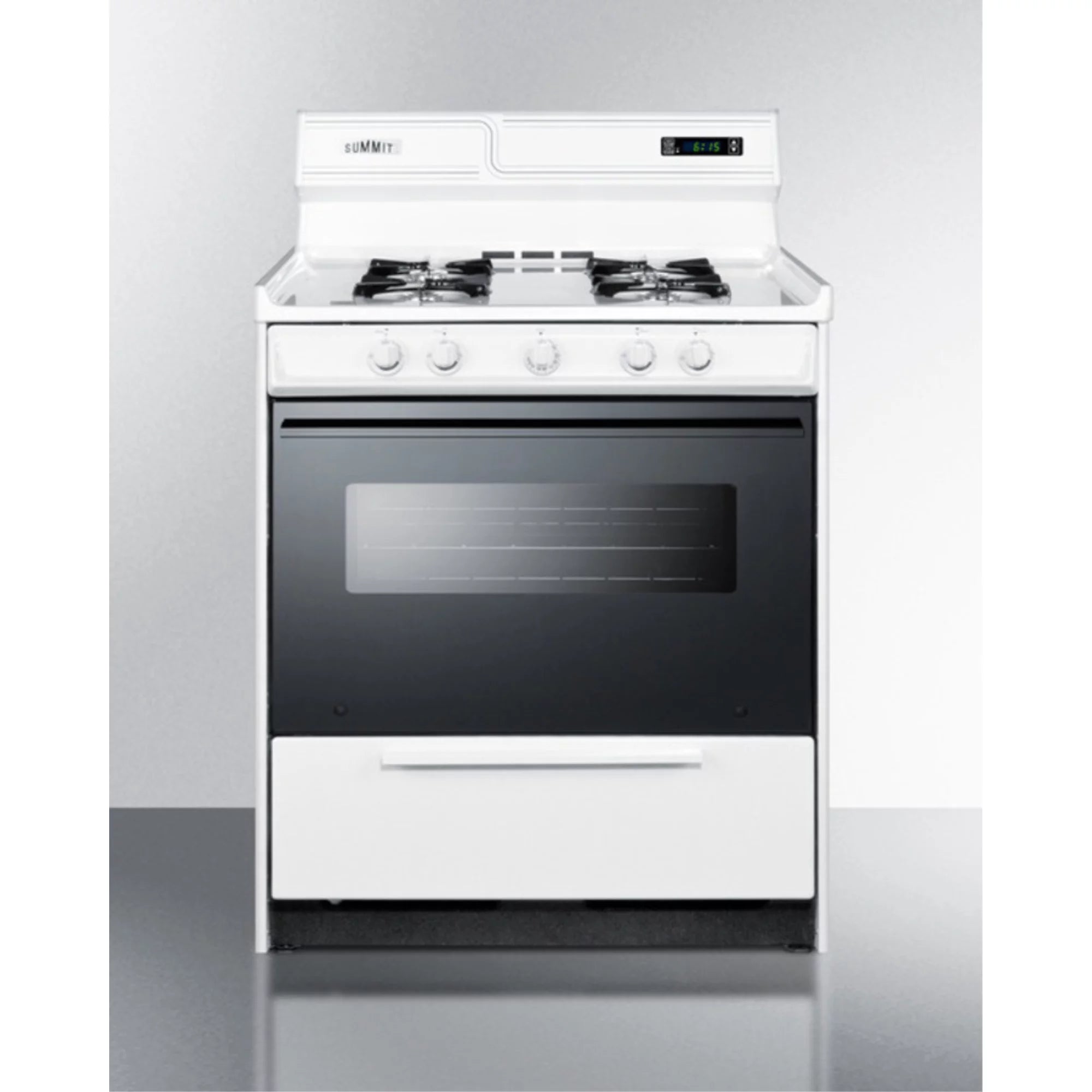 30" wide gas range in white with black door N10268