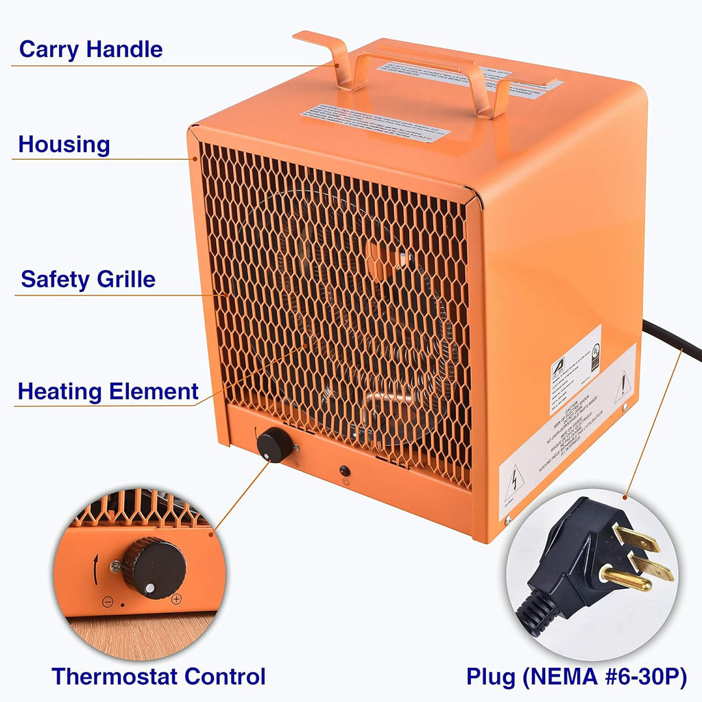 240 Volt 4800 Watt Portable Electric Heater with Thermostat Control K196